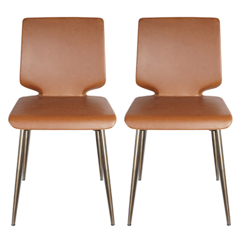 Contemporary Style Kitchen Metal Dining Chair Dining Armless Side Chair Brown 2 Piece Set Clearhalo ' kitchen&dining_furn' 'Dining Chairs' 'Dining Tables & Seating' 'dining_chair' 'furn' 'furn_dining_chair' 'Furniture' 'furniture_dining_chair' 'Kitchen & Dining Furniture' 'kitchen' 4097552
