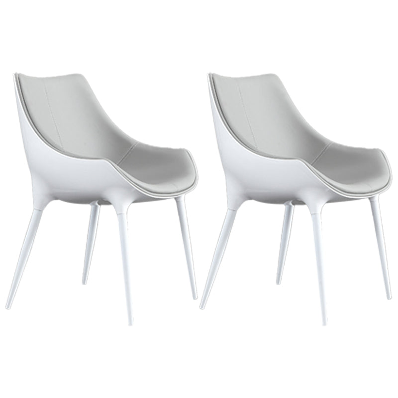 Indoor Modern Style Side Chair Solid Back Metal Upholstered Dining Room Chair (Set of 2) Grey Clearhalo ' kitchen&dining_furn' 'Dining Chairs' 'Dining Tables & Seating' 'dining_chair' 'furn' 'furn_dining_chair' 'Furniture' 'furniture_dining_chair' 'Kitchen & Dining Furniture' 'kitchen' 4097558