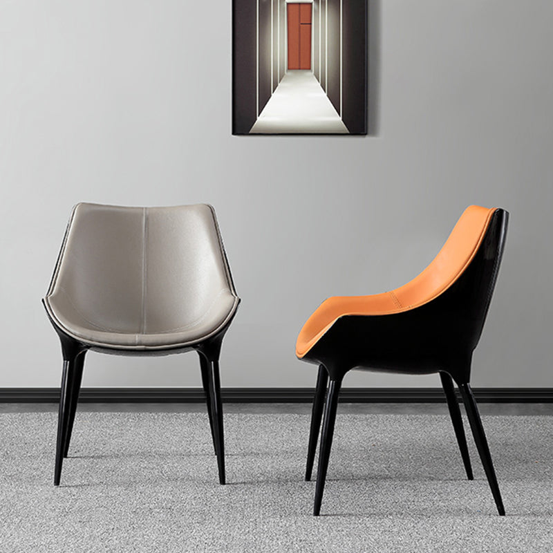 Indoor Modern Style Side Chair Solid Back Metal Upholstered Dining Room Chair (Set of 2) Clearhalo ' kitchen&dining_furn' 'Dining Chairs' 'Dining Tables & Seating' 'dining_chair' 'furn' 'furn_dining_chair' 'Furniture' 'furniture_dining_chair' 'Kitchen & Dining Furniture' 'kitchen' 4097559