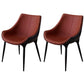Modern Style Home Side Chair Solid Back Metal Upholstered Dining Room Chair (Set of 2) Red Brown Clearhalo ' kitchen&dining_furn' 'Dining Chairs' 'Dining Tables & Seating' 'dining_chair' 'furn' 'furn_dining_chair' 'Furniture' 'furniture_dining_chair' 'Kitchen & Dining Furniture' 'kitchen' 4097569