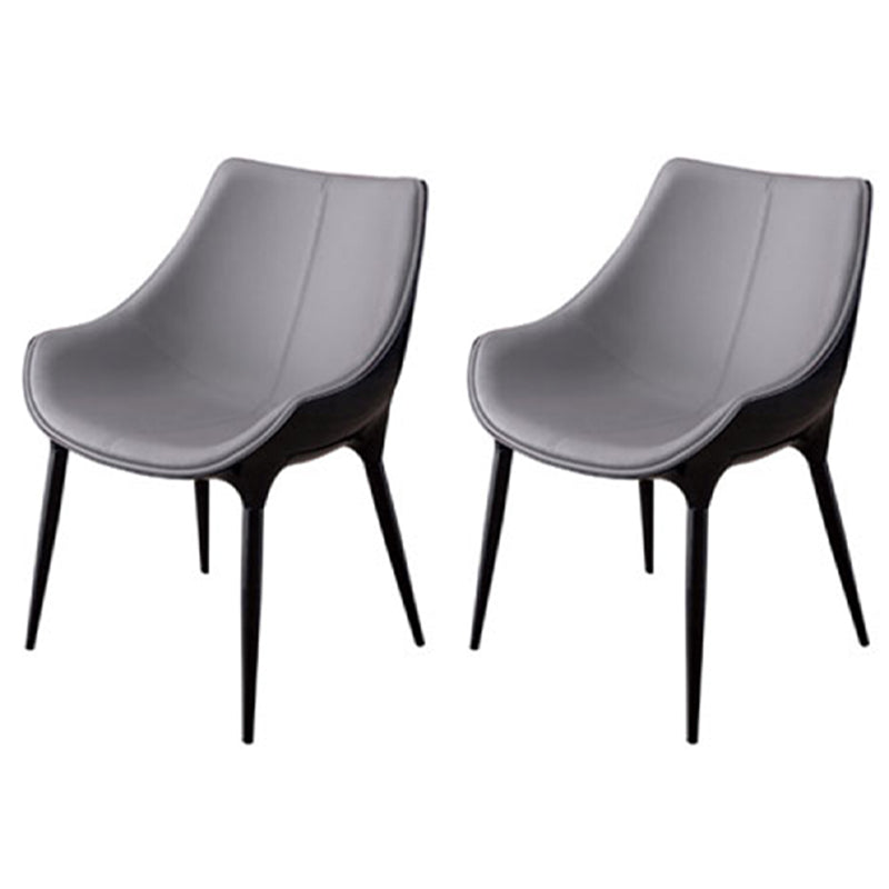 Modern Style Home Side Chair Solid Back Metal Upholstered Dining Room Chair (Set of 2) Dark Gray-Black Clearhalo ' kitchen&dining_furn' 'Dining Chairs' 'Dining Tables & Seating' 'dining_chair' 'furn' 'furn_dining_chair' 'Furniture' 'furniture_dining_chair' 'Kitchen & Dining Furniture' 'kitchen' 4097572