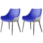 Modern Style Home Side Chair Solid Back Metal Upholstered Dining Room Chair (Set of 2) Dark Blue-White Clearhalo ' kitchen&dining_furn' 'Dining Chairs' 'Dining Tables & Seating' 'dining_chair' 'furn' 'furn_dining_chair' 'Furniture' 'furniture_dining_chair' 'Kitchen & Dining Furniture' 'kitchen' 4097576