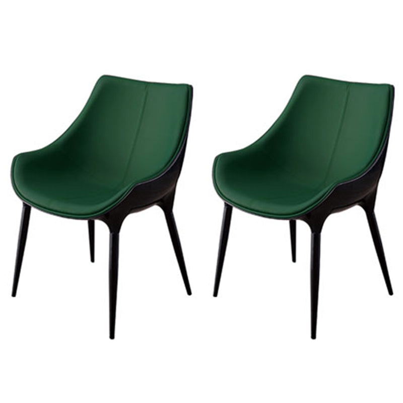Modern Style Home Side Chair Solid Back Metal Upholstered Dining Room Chair (Set of 2) Green-Black Clearhalo ' kitchen&dining_furn' 'Dining Chairs' 'Dining Tables & Seating' 'dining_chair' 'furn' 'furn_dining_chair' 'Furniture' 'furniture_dining_chair' 'Kitchen & Dining Furniture' 'kitchen' 4097586