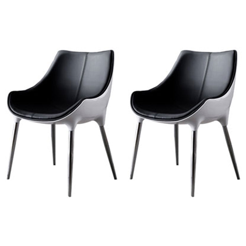 Modern Style Home Side Chair Solid Back Metal Upholstered Dining Room Chair (Set of 2) Black White Clearhalo ' kitchen&dining_furn' 'Dining Chairs' 'Dining Tables & Seating' 'dining_chair' 'furn' 'furn_dining_chair' 'Furniture' 'furniture_dining_chair' 'Kitchen & Dining Furniture' 'kitchen' 4097589