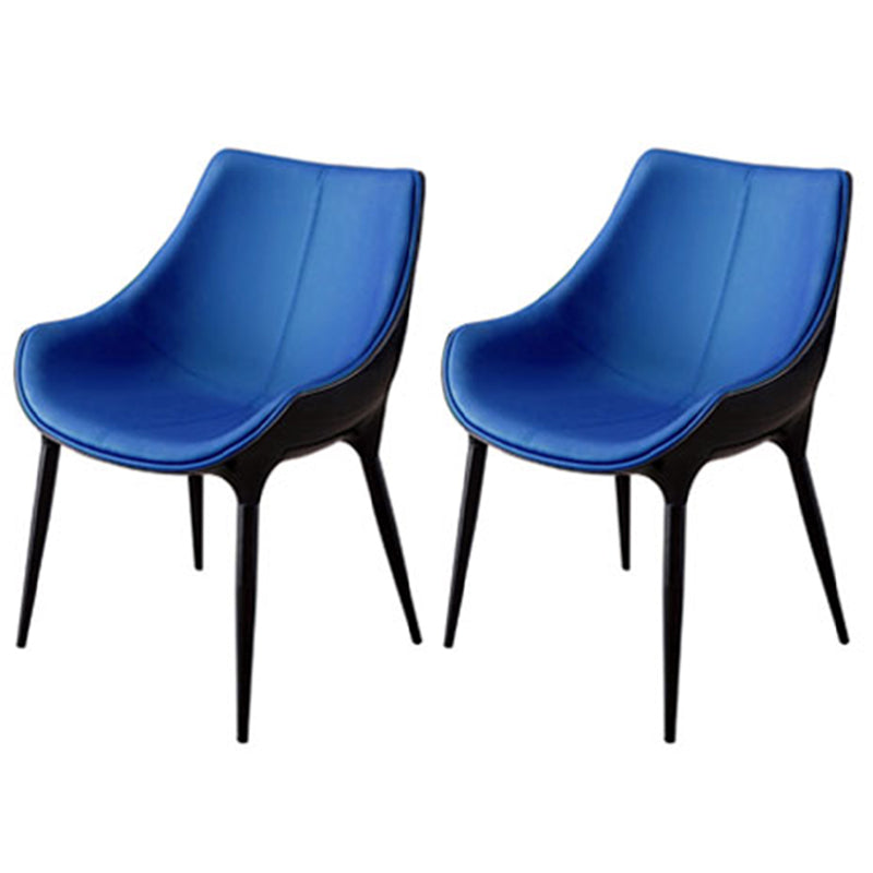 Modern Style Home Side Chair Solid Back Metal Upholstered Dining Room Chair (Set of 2) Dark Blue-Black Clearhalo ' kitchen&dining_furn' 'Dining Chairs' 'Dining Tables & Seating' 'dining_chair' 'furn' 'furn_dining_chair' 'Furniture' 'furniture_dining_chair' 'Kitchen & Dining Furniture' 'kitchen' 4097591