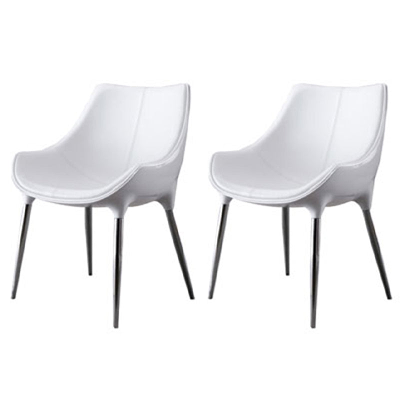 Modern Style Home Side Chair Solid Back Metal Upholstered Dining Room Chair (Set of 2) White Clearhalo ' kitchen&dining_furn' 'Dining Chairs' 'Dining Tables & Seating' 'dining_chair' 'furn' 'furn_dining_chair' 'Furniture' 'furniture_dining_chair' 'Kitchen & Dining Furniture' 'kitchen' 4097592