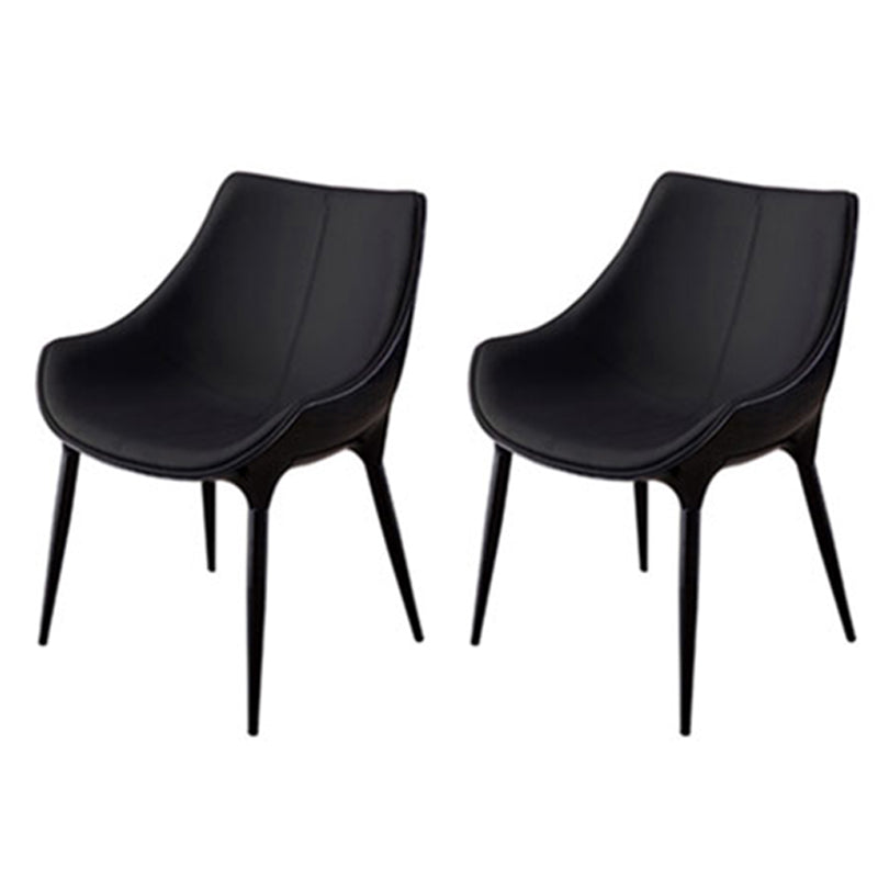 Modern Style Home Side Chair Solid Back Metal Upholstered Dining Room Chair (Set of 2) Black Clearhalo ' kitchen&dining_furn' 'Dining Chairs' 'Dining Tables & Seating' 'dining_chair' 'furn' 'furn_dining_chair' 'Furniture' 'furniture_dining_chair' 'Kitchen & Dining Furniture' 'kitchen' 4097597