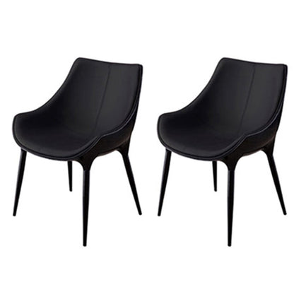 Modern Style Home Side Chair Solid Back Metal Upholstered Dining Room Chair (Set of 2) Black Clearhalo ' kitchen&dining_furn' 'Dining Chairs' 'Dining Tables & Seating' 'dining_chair' 'furn' 'furn_dining_chair' 'Furniture' 'furniture_dining_chair' 'Kitchen & Dining Furniture' 'kitchen' 4097597