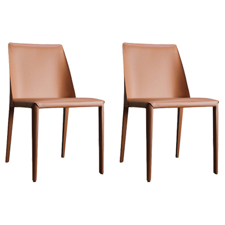 Saddle Leather Designer Style Side Chair Matte Finish Parsons Dining Chair (Set of 2) Orange Clearhalo ' kitchen&dining_furn' 'Dining Chairs' 'Dining Tables & Seating' 'dining_chair' 'furn' 'furn_dining_chair' 'Furniture' 'furniture_dining_chair' 'Kitchen & Dining Furniture' 'kitchen' 4097600