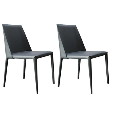 Saddle Leather Designer Style Side Chair Matte Finish Parsons Dining Chair (Set of 2) Grey Clearhalo ' kitchen&dining_furn' 'Dining Chairs' 'Dining Tables & Seating' 'dining_chair' 'furn' 'furn_dining_chair' 'Furniture' 'furniture_dining_chair' 'Kitchen & Dining Furniture' 'kitchen' 4097601