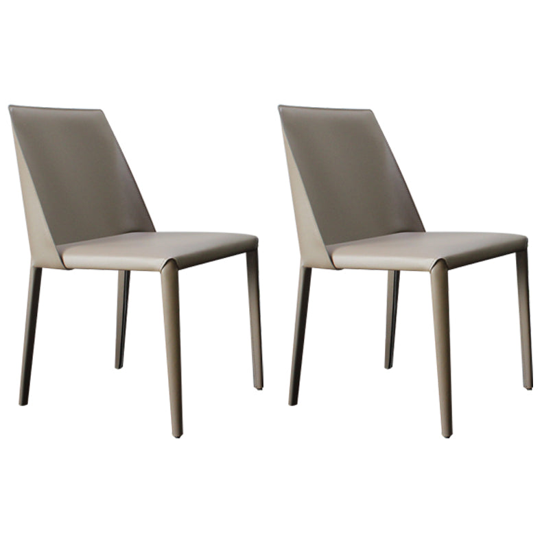 Saddle Leather Designer Style Side Chair Matte Finish Parsons Dining Chair (Set of 2) Khaki Clearhalo ' kitchen&dining_furn' 'Dining Chairs' 'Dining Tables & Seating' 'dining_chair' 'furn' 'furn_dining_chair' 'Furniture' 'furniture_dining_chair' 'Kitchen & Dining Furniture' 'kitchen' 4097603