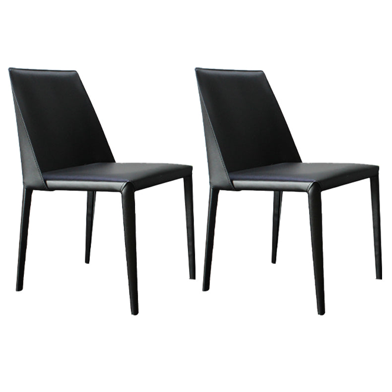 Saddle Leather Designer Style Side Chair Matte Finish Parsons Dining Chair (Set of 2) Black Clearhalo ' kitchen&dining_furn' 'Dining Chairs' 'Dining Tables & Seating' 'dining_chair' 'furn' 'furn_dining_chair' 'Furniture' 'furniture_dining_chair' 'Kitchen & Dining Furniture' 'kitchen' 4097605