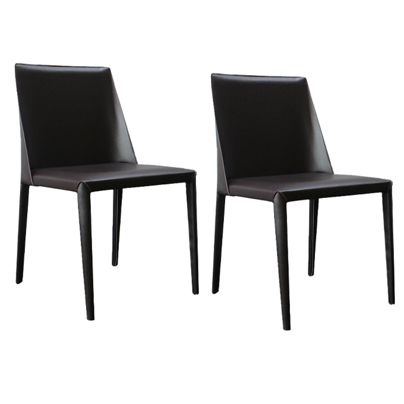 Saddle Leather Designer Style Side Chair Matte Finish Parsons Dining Chair (Set of 2) Dark Coffee Clearhalo ' kitchen&dining_furn' 'Dining Chairs' 'Dining Tables & Seating' 'dining_chair' 'furn' 'furn_dining_chair' 'Furniture' 'furniture_dining_chair' 'Kitchen & Dining Furniture' 'kitchen' 4097607