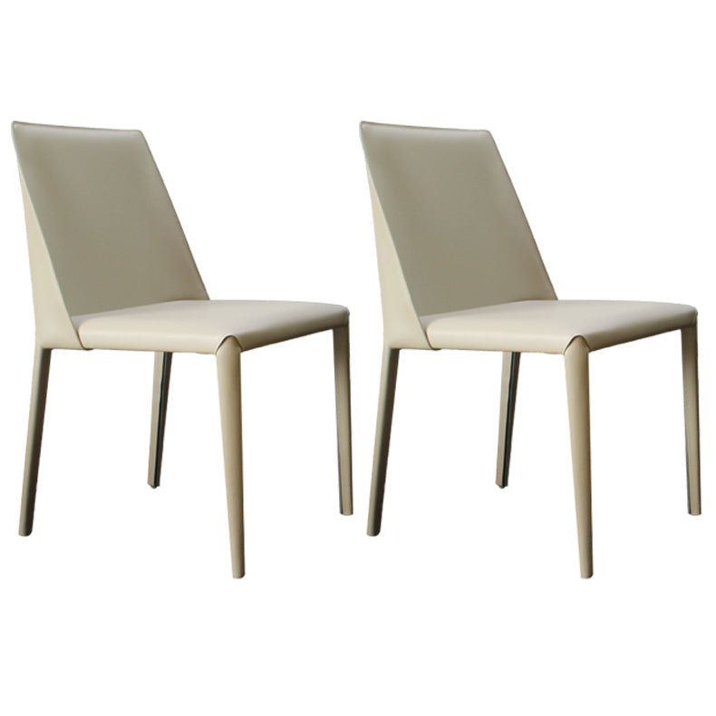 Saddle Leather Designer Style Side Chair Matte Finish Parsons Dining Chair (Set of 2) Beige Clearhalo ' kitchen&dining_furn' 'Dining Chairs' 'Dining Tables & Seating' 'dining_chair' 'furn' 'furn_dining_chair' 'Furniture' 'furniture_dining_chair' 'Kitchen & Dining Furniture' 'kitchen' 4097609