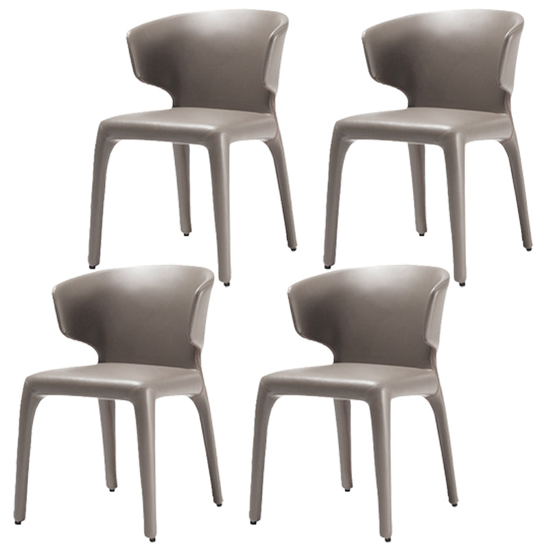 Contemporary Style Kitchen Metal Dining Chair Dining Wingback Armless Side Chairs Grey 4 Piece Set Clearhalo ' kitchen&dining_furn' 'Dining Chairs' 'Dining Tables & Seating' 'dining_chair' 'furn' 'furn_dining_chair' 'Furniture' 'furniture_dining_chair' 'Kitchen & Dining Furniture' 'kitchen' 4097615