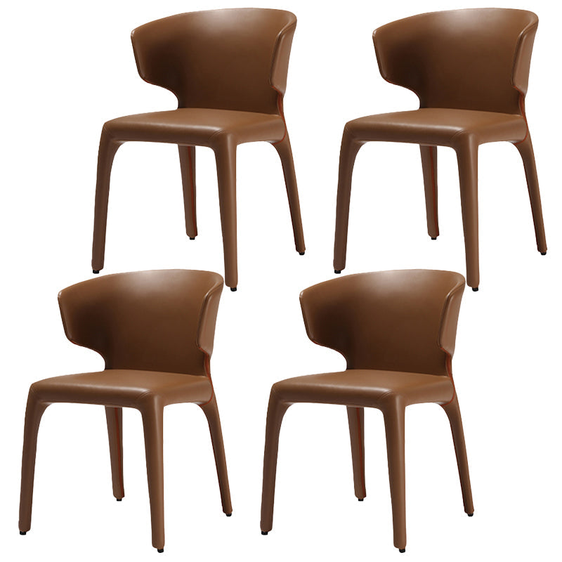 Contemporary Style Kitchen Metal Dining Chair Dining Wingback Armless Side Chairs Brown 4 Piece Set Clearhalo ' kitchen&dining_furn' 'Dining Chairs' 'Dining Tables & Seating' 'dining_chair' 'furn' 'furn_dining_chair' 'Furniture' 'furniture_dining_chair' 'Kitchen & Dining Furniture' 'kitchen' 4097620