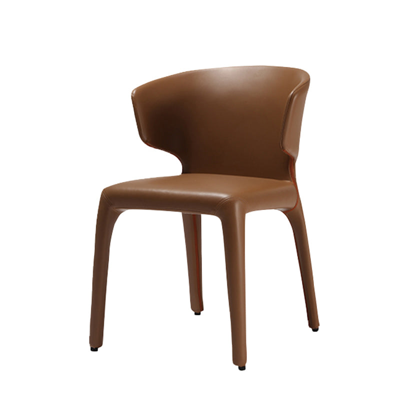 Contemporary Style Kitchen Metal Dining Chair Dining Wingback Armless Side Chairs Brown 1 Piece Clearhalo ' kitchen&dining_furn' 'Dining Chairs' 'Dining Tables & Seating' 'dining_chair' 'furn' 'furn_dining_chair' 'Furniture' 'furniture_dining_chair' 'Kitchen & Dining Furniture' 'kitchen' 4097622