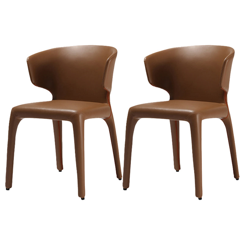 Contemporary Style Kitchen Metal Dining Chair Dining Wingback Armless Side Chairs Brown 2 Piece Set Clearhalo ' kitchen&dining_furn' 'Dining Chairs' 'Dining Tables & Seating' 'dining_chair' 'furn' 'furn_dining_chair' 'Furniture' 'furniture_dining_chair' 'Kitchen & Dining Furniture' 'kitchen' 4097624