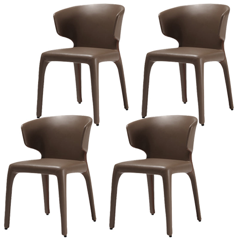 Contemporary Style Kitchen Metal Dining Chair Dining Wingback Armless Side Chairs Coffee 4 Piece Set Clearhalo ' kitchen&dining_furn' 'Dining Chairs' 'Dining Tables & Seating' 'dining_chair' 'furn' 'furn_dining_chair' 'Furniture' 'furniture_dining_chair' 'Kitchen & Dining Furniture' 'kitchen' 4097627