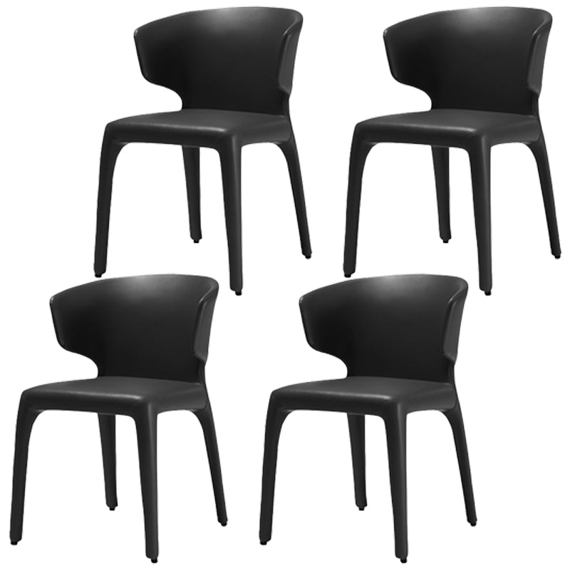 Contemporary Style Kitchen Metal Dining Chair Dining Wingback Armless Side Chairs Black 4 Piece Set Clearhalo ' kitchen&dining_furn' 'Dining Chairs' 'Dining Tables & Seating' 'dining_chair' 'furn' 'furn_dining_chair' 'Furniture' 'furniture_dining_chair' 'Kitchen & Dining Furniture' 'kitchen' 4097632
