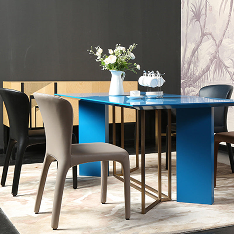 Contemporary Style Kitchen Metal Dining Chair Dining Wingback Armless Side Chairs Clearhalo ' kitchen&dining_furn' 'Dining Chairs' 'Dining Tables & Seating' 'dining_chair' 'furn' 'furn_dining_chair' 'Furniture' 'furniture_dining_chair' 'Kitchen & Dining Furniture' 'kitchen' 4097633