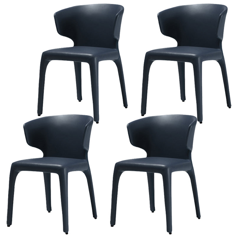 Contemporary Style Kitchen Metal Dining Chair Dining Wingback Armless Side Chairs Blue 4 Piece Set Clearhalo ' kitchen&dining_furn' 'Dining Chairs' 'Dining Tables & Seating' 'dining_chair' 'furn' 'furn_dining_chair' 'Furniture' 'furniture_dining_chair' 'Kitchen & Dining Furniture' 'kitchen' 4097636