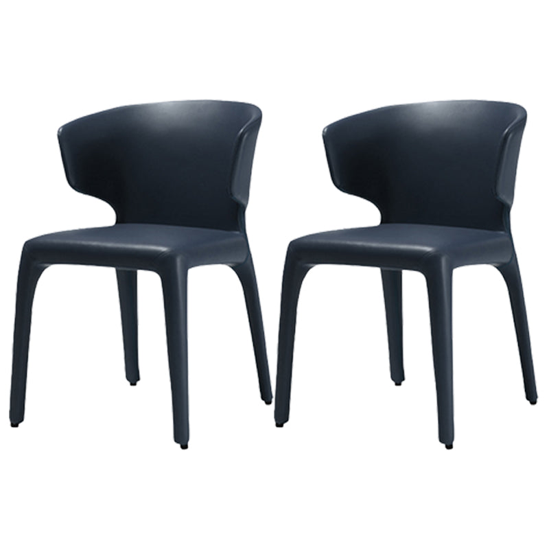 Contemporary Style Kitchen Metal Dining Chair Dining Wingback Armless Side Chairs Blue 2 Piece Set Clearhalo ' kitchen&dining_furn' 'Dining Chairs' 'Dining Tables & Seating' 'dining_chair' 'furn' 'furn_dining_chair' 'Furniture' 'furniture_dining_chair' 'Kitchen & Dining Furniture' 'kitchen' 4097638