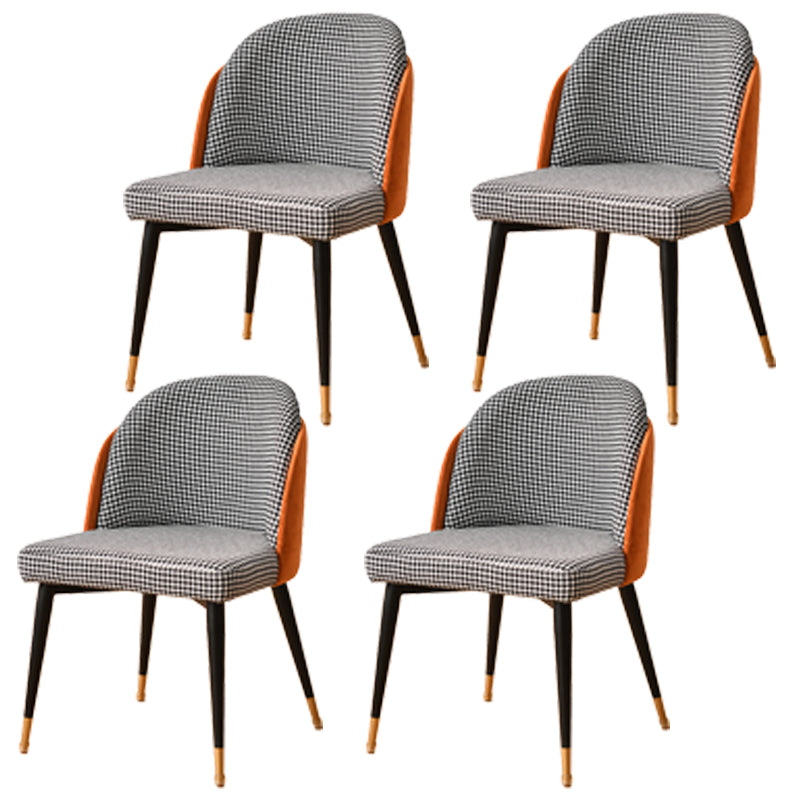 Nordic Style Metal Dining Chair Upholstered Fabric Dining Side Chair for Home Use Caramel 4 Piece Set Clearhalo ' kitchen&dining_furn' 'Dining Chairs' 'Dining Tables & Seating' 'dining_chair' 'furn' 'furn_dining_chair' 'Furniture' 'furniture_dining_chair' 'Kitchen & Dining Furniture' 'kitchen' 4097641