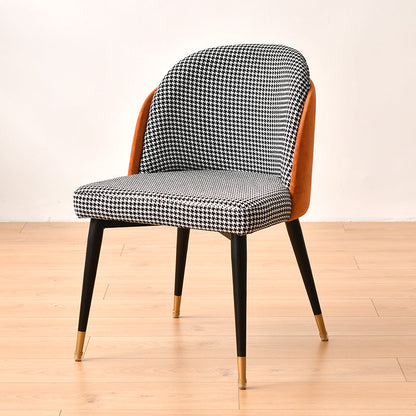 Nordic Style Metal Dining Chair Upholstered Fabric Dining Side Chair for Home Use Caramel 1 Piece Clearhalo ' kitchen&dining_furn' 'Dining Chairs' 'Dining Tables & Seating' 'dining_chair' 'furn' 'furn_dining_chair' 'Furniture' 'furniture_dining_chair' 'Kitchen & Dining Furniture' 'kitchen' 4097643