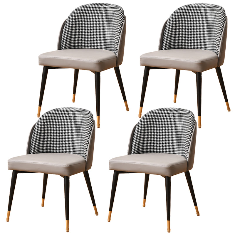 Nordic Style Metal Dining Chair Upholstered Fabric Dining Side Chair for Home Use Black White Gray 4 Piece Set Clearhalo ' kitchen&dining_furn' 'Dining Chairs' 'Dining Tables & Seating' 'dining_chair' 'furn' 'furn_dining_chair' 'Furniture' 'furniture_dining_chair' 'Kitchen & Dining Furniture' 'kitchen' 4097646