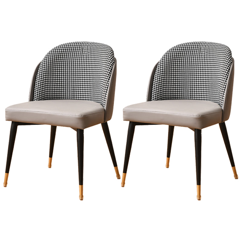 Nordic Style Metal Dining Chair Upholstered Fabric Dining Side Chair for Home Use Black White Gray 2 Piece Set Clearhalo ' kitchen&dining_furn' 'Dining Chairs' 'Dining Tables & Seating' 'dining_chair' 'furn' 'furn_dining_chair' 'Furniture' 'furniture_dining_chair' 'Kitchen & Dining Furniture' 'kitchen' 4097650