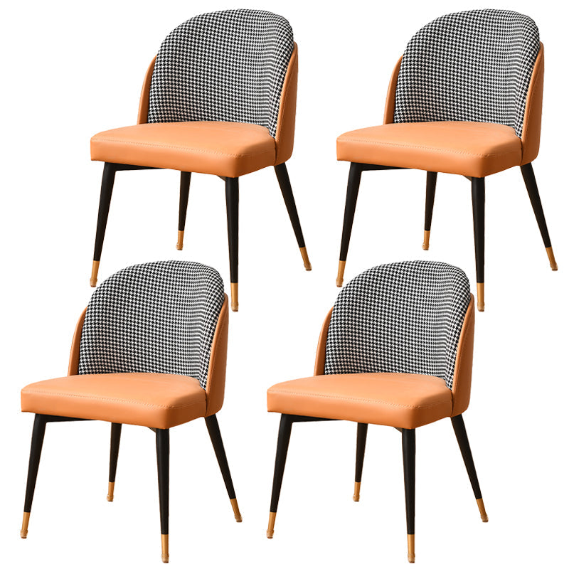 Nordic Style Metal Dining Chair Upholstered Fabric Dining Side Chair for Home Use Black-White-Yellow 4 Piece Set Clearhalo ' kitchen&dining_furn' 'Dining Chairs' 'Dining Tables & Seating' 'dining_chair' 'furn' 'furn_dining_chair' 'Furniture' 'furniture_dining_chair' 'Kitchen & Dining Furniture' 'kitchen' 4097656