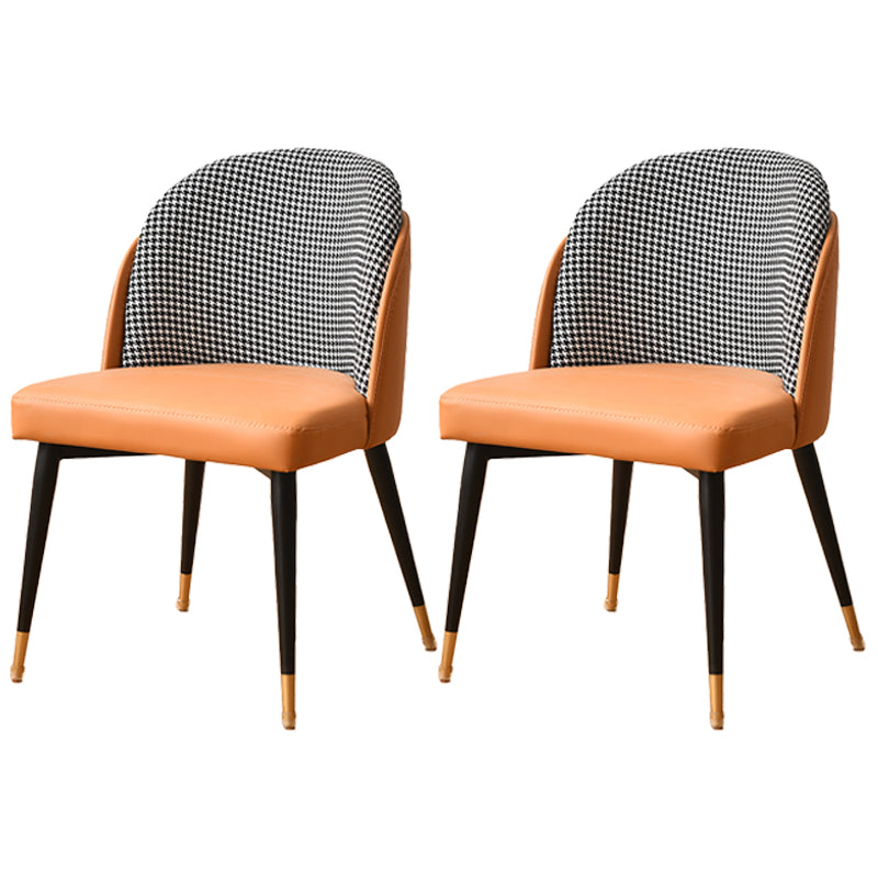 Nordic Style Metal Dining Chair Upholstered Fabric Dining Side Chair for Home Use Black-White-Yellow 2 Piece Set Clearhalo ' kitchen&dining_furn' 'Dining Chairs' 'Dining Tables & Seating' 'dining_chair' 'furn' 'furn_dining_chair' 'Furniture' 'furniture_dining_chair' 'Kitchen & Dining Furniture' 'kitchen' 4097658