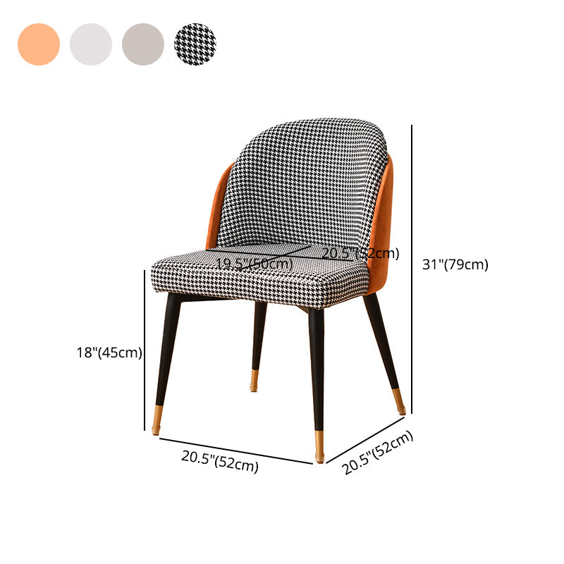 Nordic Style Metal Dining Chair Upholstered Fabric Dining Side Chair for Home Use Clearhalo ' kitchen&dining_furn' 'Dining Chairs' 'Dining Tables & Seating' 'dining_chair' 'furn' 'furn_dining_chair' 'Furniture' 'furniture_dining_chair' 'Kitchen & Dining Furniture' 'kitchen' 4097659