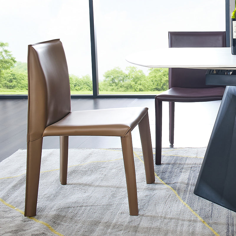 Modern Indoor-Outdoor Dining Room Chairs Dining Armless Leather Chairs (Set of 2) Clearhalo ' kitchen&dining_furn' 'Dining Chairs' 'Dining Tables & Seating' 'dining_chair' 'furn' 'furn_dining_chair' 'Furniture' 'furniture_dining_chair' 'Kitchen & Dining Furniture' 'kitchen' 4097660