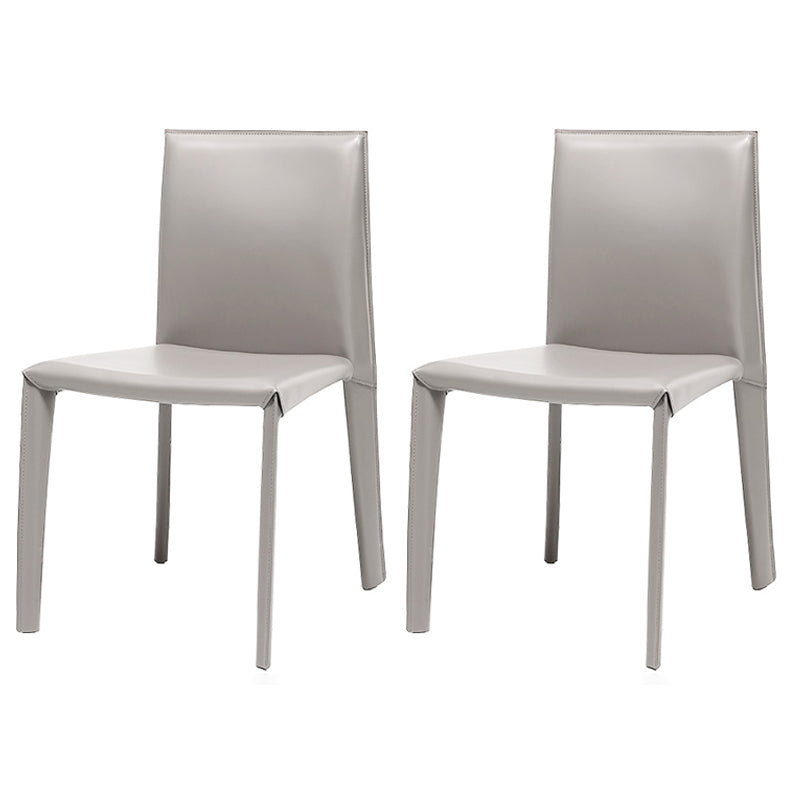 Modern Indoor-Outdoor Dining Room Chairs Dining Armless Leather Chairs (Set of 2) Off-White Clearhalo ' kitchen&dining_furn' 'Dining Chairs' 'Dining Tables & Seating' 'dining_chair' 'furn' 'furn_dining_chair' 'Furniture' 'furniture_dining_chair' 'Kitchen & Dining Furniture' 'kitchen' 4097661