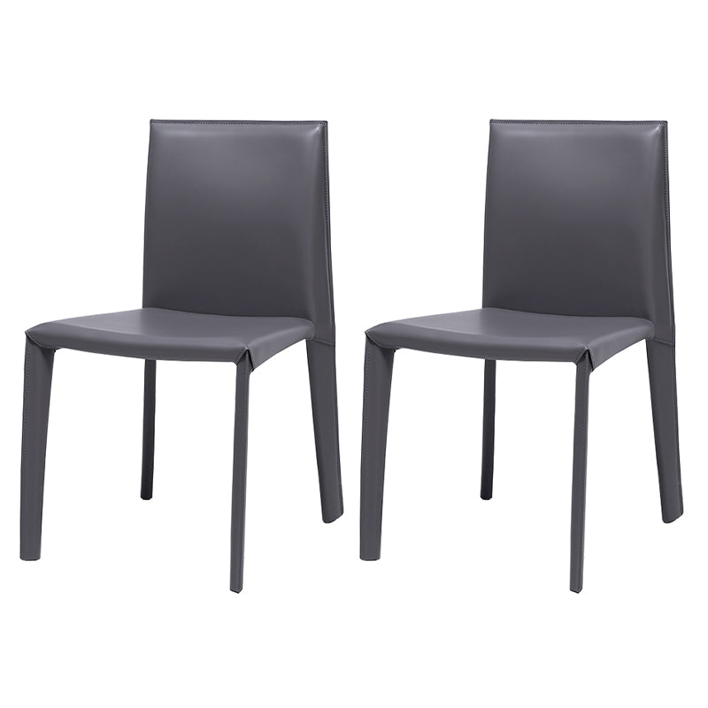 Modern Indoor-Outdoor Dining Room Chairs Dining Armless Leather Chairs (Set of 2) Dark Gray Clearhalo ' kitchen&dining_furn' 'Dining Chairs' 'Dining Tables & Seating' 'dining_chair' 'furn' 'furn_dining_chair' 'Furniture' 'furniture_dining_chair' 'Kitchen & Dining Furniture' 'kitchen' 4097666