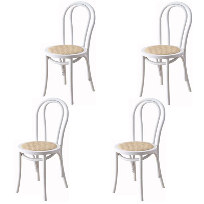 Tropical Style Wood Dining Armless Chair Rattan Patio Dining Side Chair White 4 Piece Set Clearhalo ' kitchen&dining_furn' 'Dining Chairs' 'Dining Tables & Seating' 'dining_chair' 'furn' 'furn_dining_chair' 'Furniture' 'furniture_dining_chair' 'Kitchen & Dining Furniture' 'kitchen' 4097680