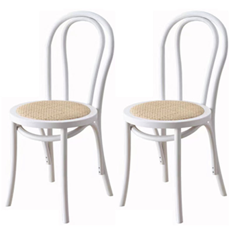 Tropical Style Wood Dining Armless Chair Rattan Patio Dining Side Chair White 2 Piece Set Clearhalo ' kitchen&dining_furn' 'Dining Chairs' 'Dining Tables & Seating' 'dining_chair' 'furn' 'furn_dining_chair' 'Furniture' 'furniture_dining_chair' 'Kitchen & Dining Furniture' 'kitchen' 4097684