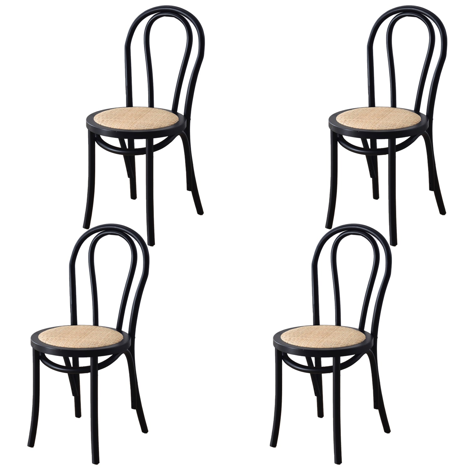 Tropical Style Wood Dining Armless Chair Rattan Patio Dining Side Chair Black 4 Piece Set Clearhalo ' kitchen&dining_furn' 'Dining Chairs' 'Dining Tables & Seating' 'dining_chair' 'furn' 'furn_dining_chair' 'Furniture' 'furniture_dining_chair' 'Kitchen & Dining Furniture' 'kitchen' 4097686