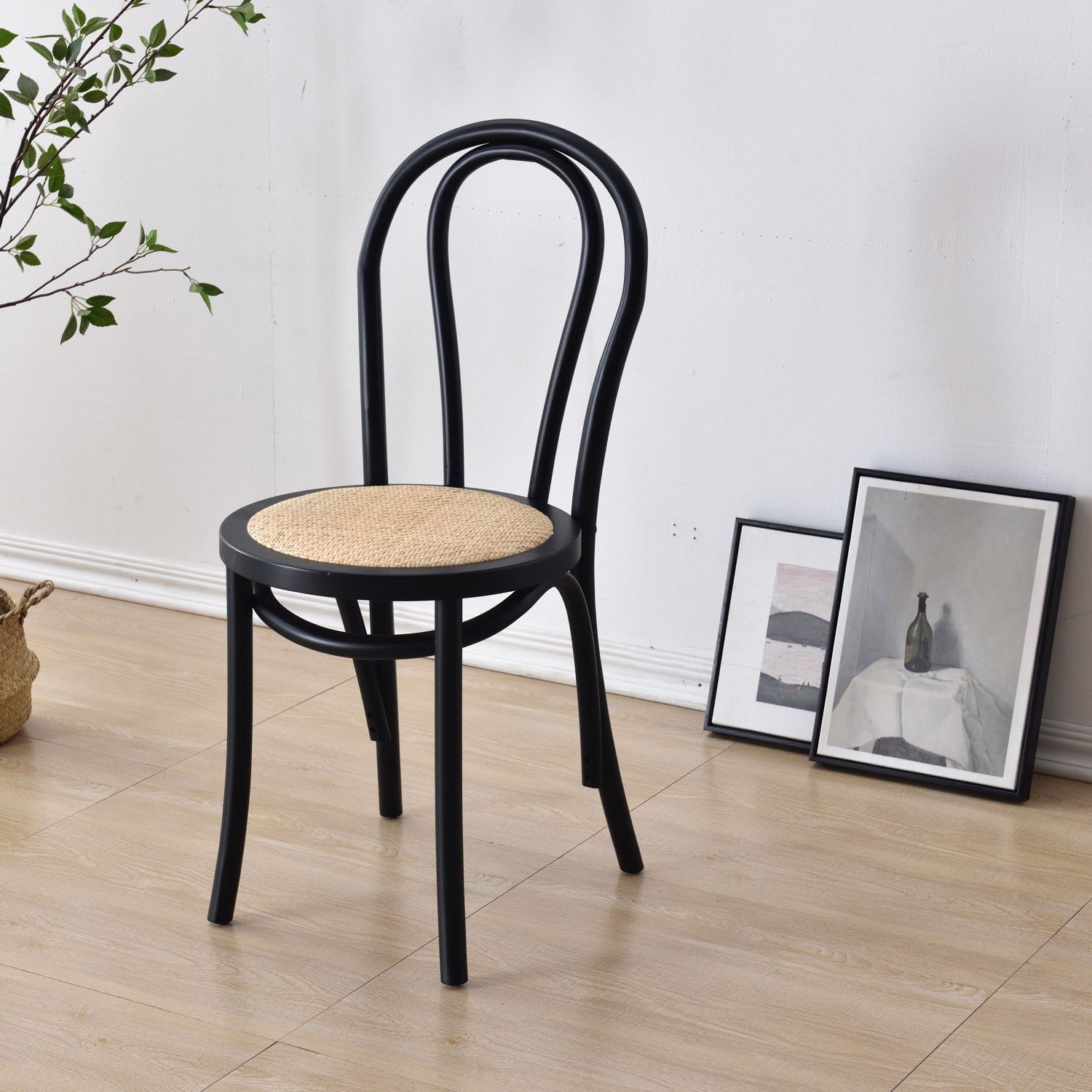 Tropical Style Wood Dining Armless Chair Rattan Patio Dining Side Chair Black 1 Piece Clearhalo ' kitchen&dining_furn' 'Dining Chairs' 'Dining Tables & Seating' 'dining_chair' 'furn' 'furn_dining_chair' 'Furniture' 'furniture_dining_chair' 'Kitchen & Dining Furniture' 'kitchen' 4097688