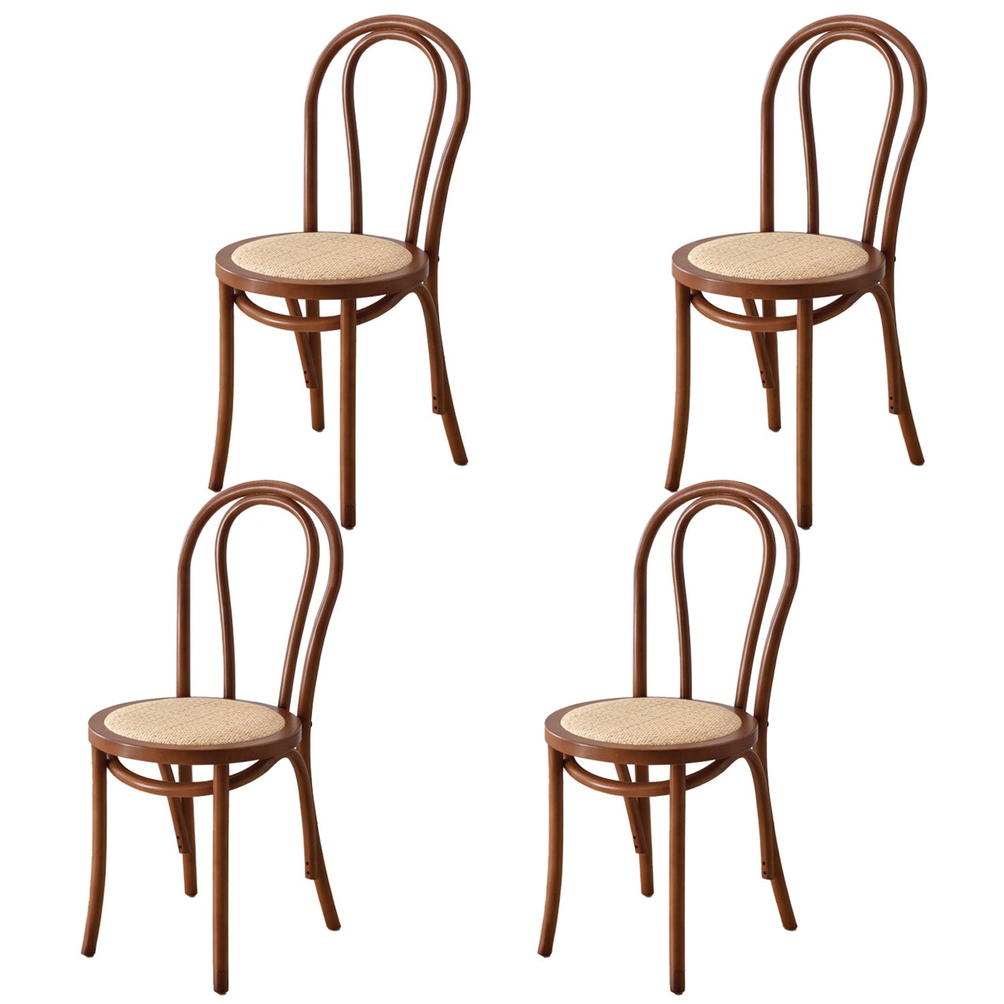 Tropical Style Wood Dining Armless Chair Rattan Patio Dining Side Chair Walnut 4 Piece Set Clearhalo ' kitchen&dining_furn' 'Dining Chairs' 'Dining Tables & Seating' 'dining_chair' 'furn' 'furn_dining_chair' 'Furniture' 'furniture_dining_chair' 'Kitchen & Dining Furniture' 'kitchen' 4097696