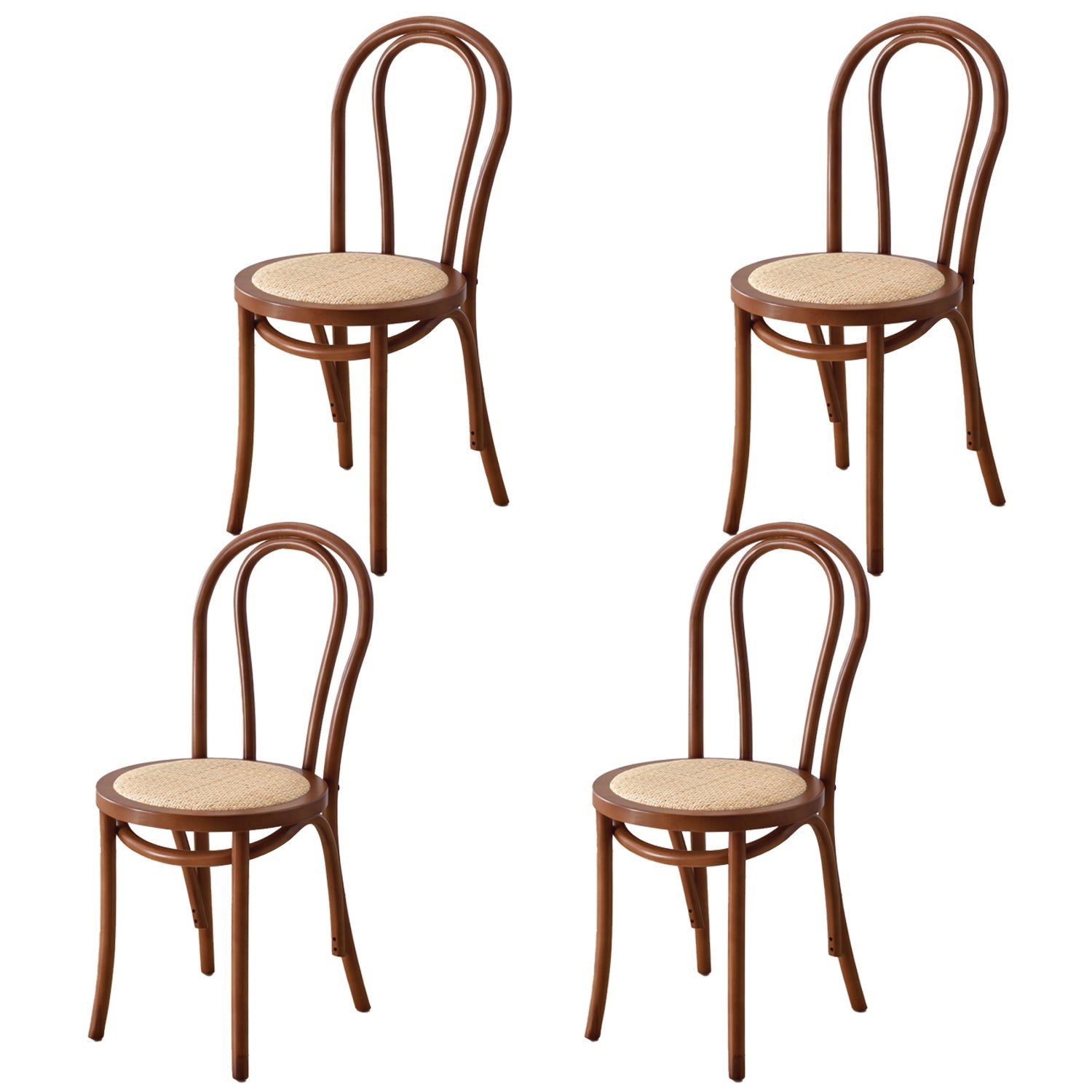 Tropical Style Wood Dining Armless Chair Rattan Patio Dining Side Chair Walnut 4 Piece Set Clearhalo ' kitchen&dining_furn' 'Dining Chairs' 'Dining Tables & Seating' 'dining_chair' 'furn' 'furn_dining_chair' 'Furniture' 'furniture_dining_chair' 'Kitchen & Dining Furniture' 'kitchen' 4097696