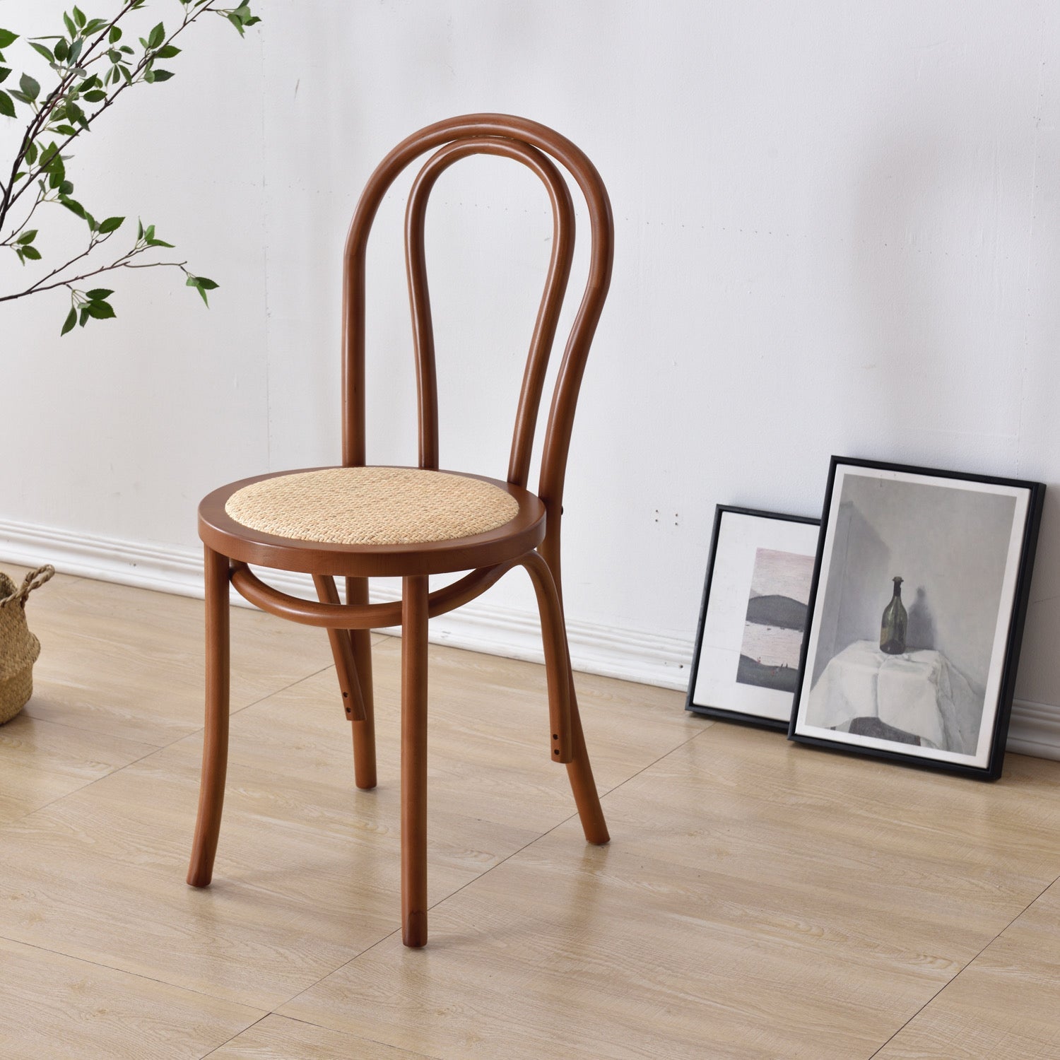 Tropical Style Wood Dining Armless Chair Rattan Patio Dining Side Chair Walnut 1 Piece Clearhalo ' kitchen&dining_furn' 'Dining Chairs' 'Dining Tables & Seating' 'dining_chair' 'furn' 'furn_dining_chair' 'Furniture' 'furniture_dining_chair' 'Kitchen & Dining Furniture' 'kitchen' 4097697