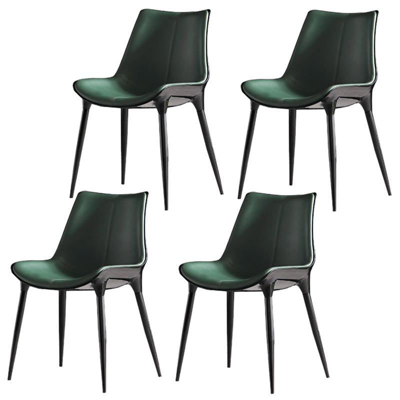 Contemporary Style Kitchen Metal Dining Chair Dining Armless Side Chairs Blackish Green 4 Piece Set Clearhalo ' kitchen&dining_furn' 'Dining Chairs' 'Dining Tables & Seating' 'dining_chair' 'furn' 'furn_dining_chair' 'Furniture' 'furniture_dining_chair' 'Kitchen & Dining Furniture' 'kitchen' 4097730