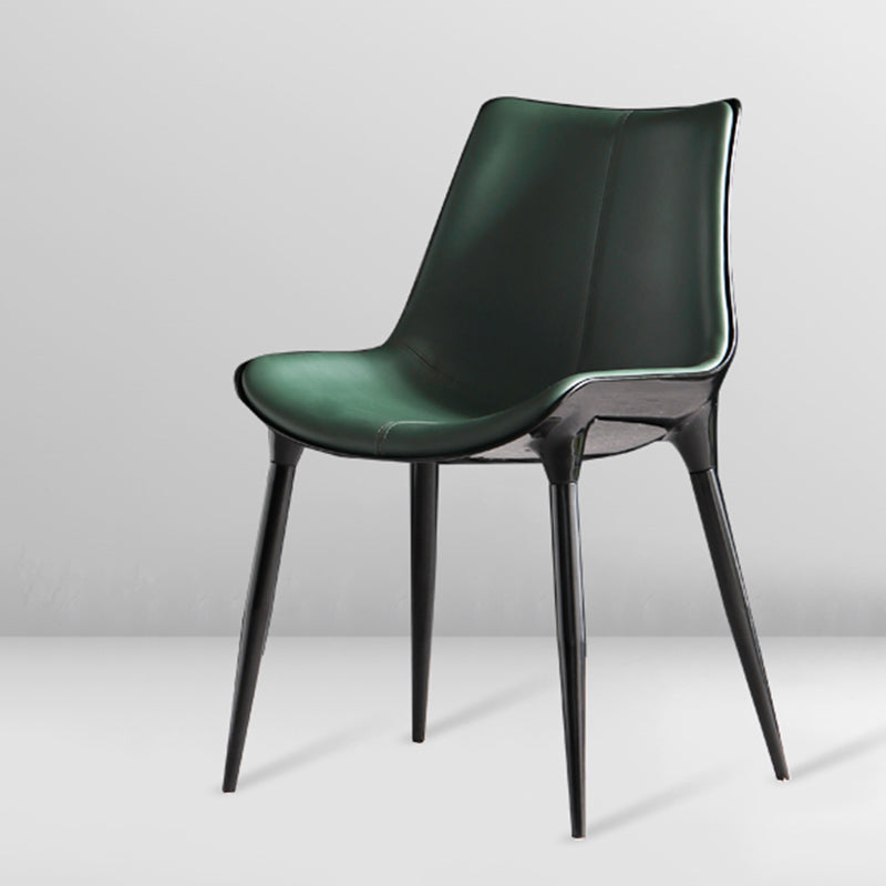 Contemporary Style Kitchen Metal Dining Chair Dining Armless Side Chairs Blackish Green 1 Piece Clearhalo ' kitchen&dining_furn' 'Dining Chairs' 'Dining Tables & Seating' 'dining_chair' 'furn' 'furn_dining_chair' 'Furniture' 'furniture_dining_chair' 'Kitchen & Dining Furniture' 'kitchen' 4097731