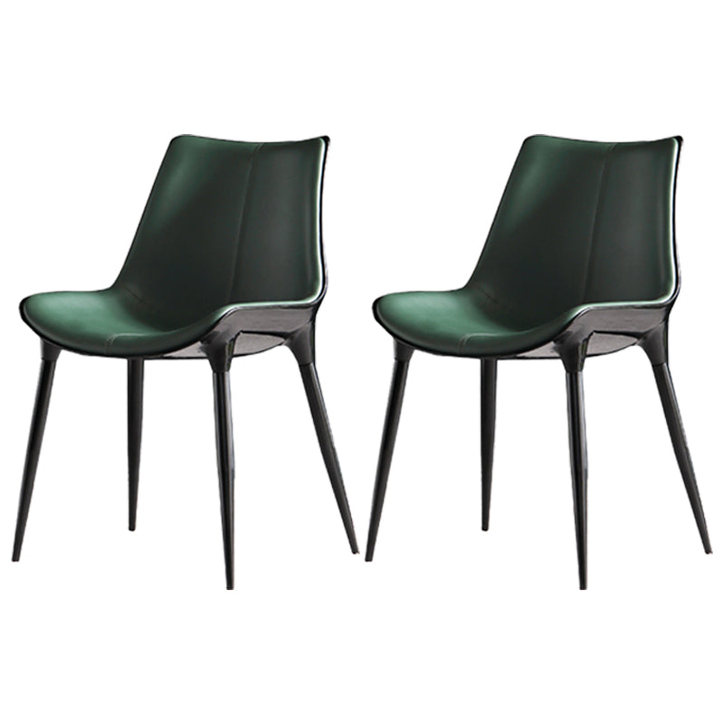 Contemporary Style Kitchen Metal Dining Chair Dining Armless Side Chairs Blackish Green 2 Piece Set Clearhalo ' kitchen&dining_furn' 'Dining Chairs' 'Dining Tables & Seating' 'dining_chair' 'furn' 'furn_dining_chair' 'Furniture' 'furniture_dining_chair' 'Kitchen & Dining Furniture' 'kitchen' 4097733