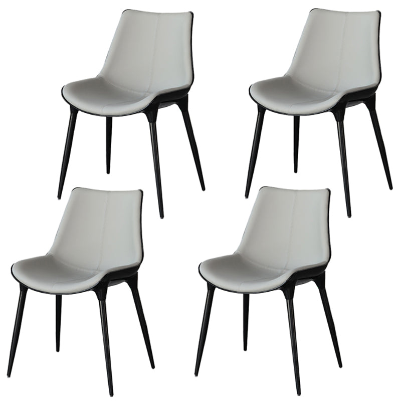 Contemporary Style Kitchen Metal Dining Chair Dining Armless Side Chairs Dark Gray 4 Piece Set Clearhalo ' kitchen&dining_furn' 'Dining Chairs' 'Dining Tables & Seating' 'dining_chair' 'furn' 'furn_dining_chair' 'Furniture' 'furniture_dining_chair' 'Kitchen & Dining Furniture' 'kitchen' 4097736