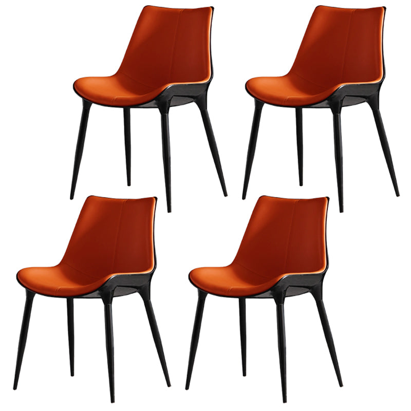 Contemporary Style Kitchen Metal Dining Chair Dining Armless Side Chairs Orange 4 Piece Set Clearhalo ' kitchen&dining_furn' 'Dining Chairs' 'Dining Tables & Seating' 'dining_chair' 'furn' 'furn_dining_chair' 'Furniture' 'furniture_dining_chair' 'Kitchen & Dining Furniture' 'kitchen' 4097742