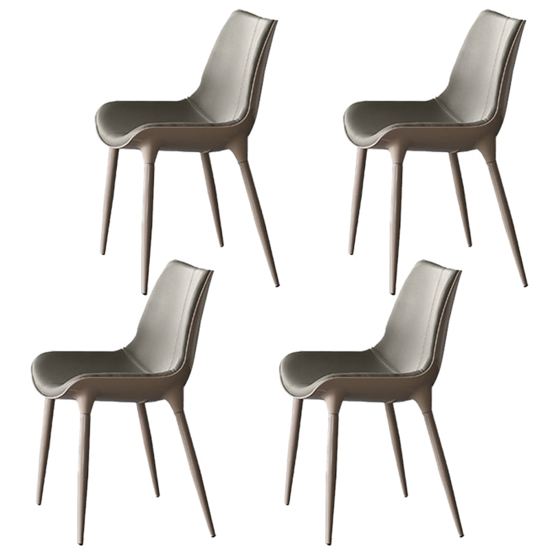 Contemporary Style Kitchen Metal Dining Chair Dining Armless Side Chairs Grey 4 Piece Set Clearhalo ' kitchen&dining_furn' 'Dining Chairs' 'Dining Tables & Seating' 'dining_chair' 'furn' 'furn_dining_chair' 'Furniture' 'furniture_dining_chair' 'Kitchen & Dining Furniture' 'kitchen' 4097747